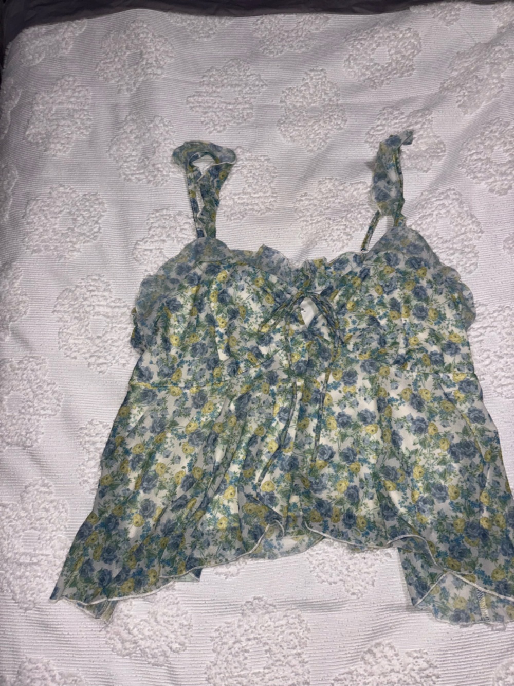 wild fable Blue and Yellow Floral Tie-Front Camisole